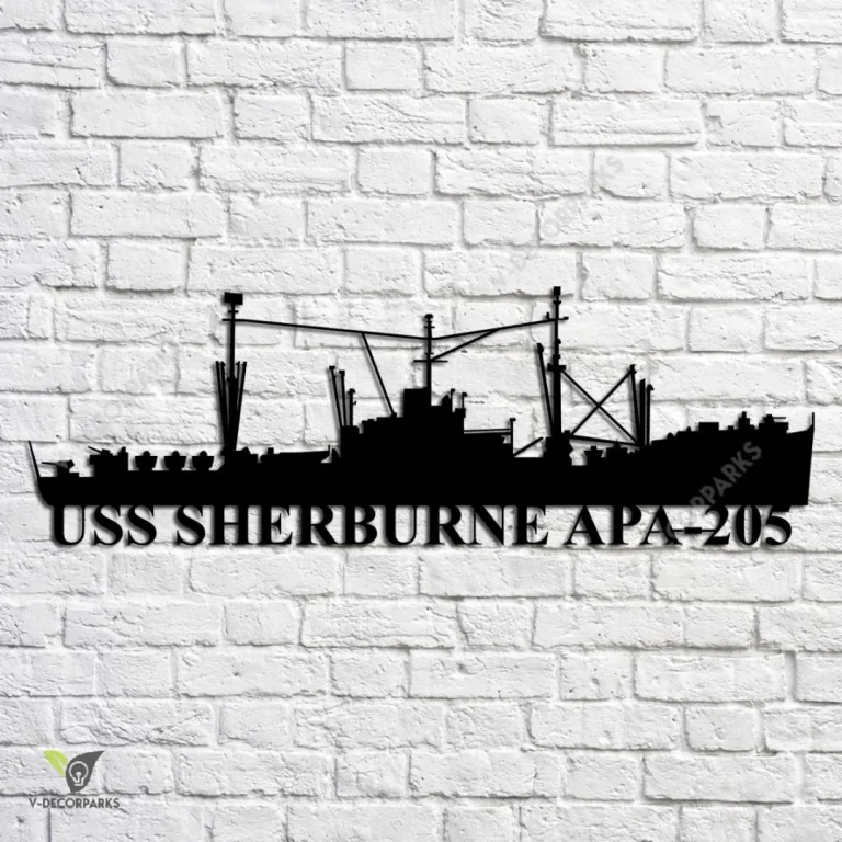 Uss Sherburne Apa-205 Navy Ship Metal Art, Navy Ships Silhouette Metal Gift For Navy Veteran, Custom Us Navy Ship Metal Sign