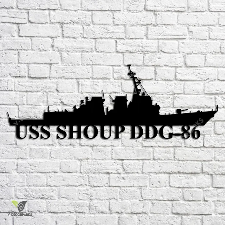 Uss Shoup Ddg-86 Navy Ship Metal Art, Navy Ships Silhouette Metal Gift For Navy Veteran, Custom Us Navy Ship Metal Sign