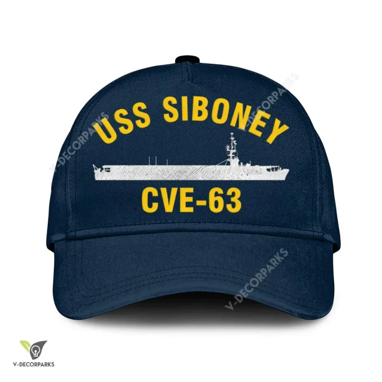 Uss Siboney Cve-112 Classic Baseball Cap Gift For Navy Veteran, Custom Print/embroidered Us Navy Ships Classic Cap