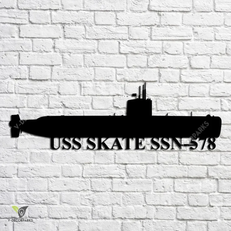 Uss Skate Ssn-578 Navy Ship Metal Art, Navy Ships Silhouette Metal Gift For Navy Veteran, Custom Us Navy Ship Metal Sign