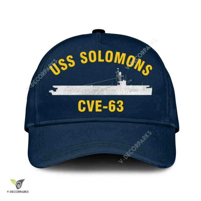 Uss Solomons Cve-67 Classic Baseball Cap Gift For Navy Veteran, Custom Print/embroidered Us Navy Ships Classic Cap