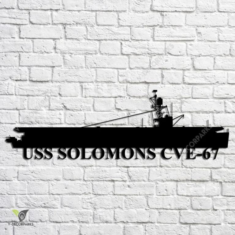 Uss Solomons Cve-67 Navy Ship Metal Art, Navy Ships Silhouette Metal Gift For Navy Veteran, Custom Us Navy Ship Metal Sign