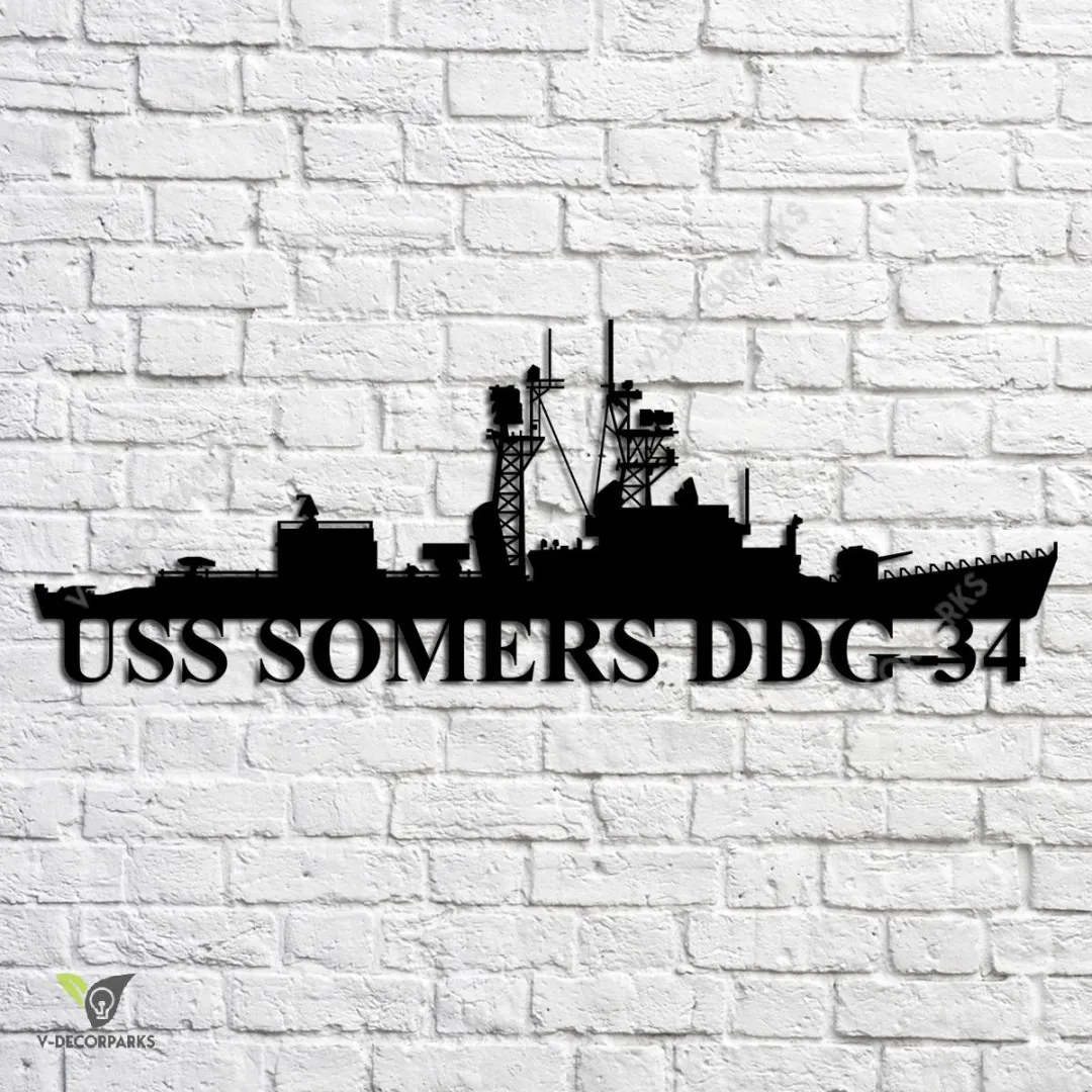 USS-Somers-DDG-34_metalmu.webp Uss Somers Ddg-34 Navy Ship Metal Art, Navy Ships Silhouette Metal Gift For Navy Veteran, Custom Us Navy Ship Metal Sign
