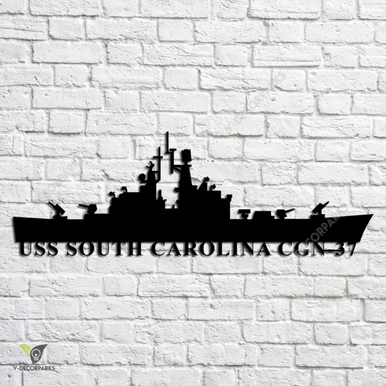 Uss South Carolina Cgn-37 Navy Ship Metal Art, Navy Ships Silhouette Metal Gift For Navy Veteran, Custom Us Navy Ship Metal Sign