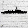 Uss Southerland Ddr-743 Navy Ship Metal Art, Navy Ships Silhouette Metal Gift For Navy Veteran, Custom Us Navy Ship Metal Sign