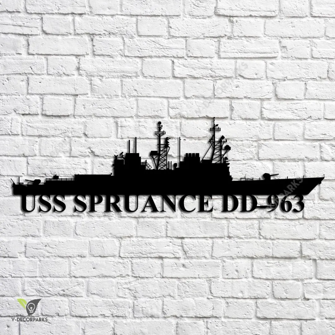 USS-Spruance-DD-963_metalmu.webp Uss Spruance Dd-963 Navy Ship Metal Art, Navy Ships Silhouette Metal Gift For Navy Veteran, Custom Us Navy Ship Metal Sign