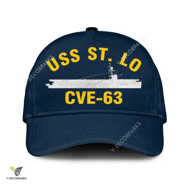 Uss St. Lo Cve-63 Classic Baseball Cap Gift For Navy Veteran, Custom Print/embroidered Us Navy Ships Classic Cap