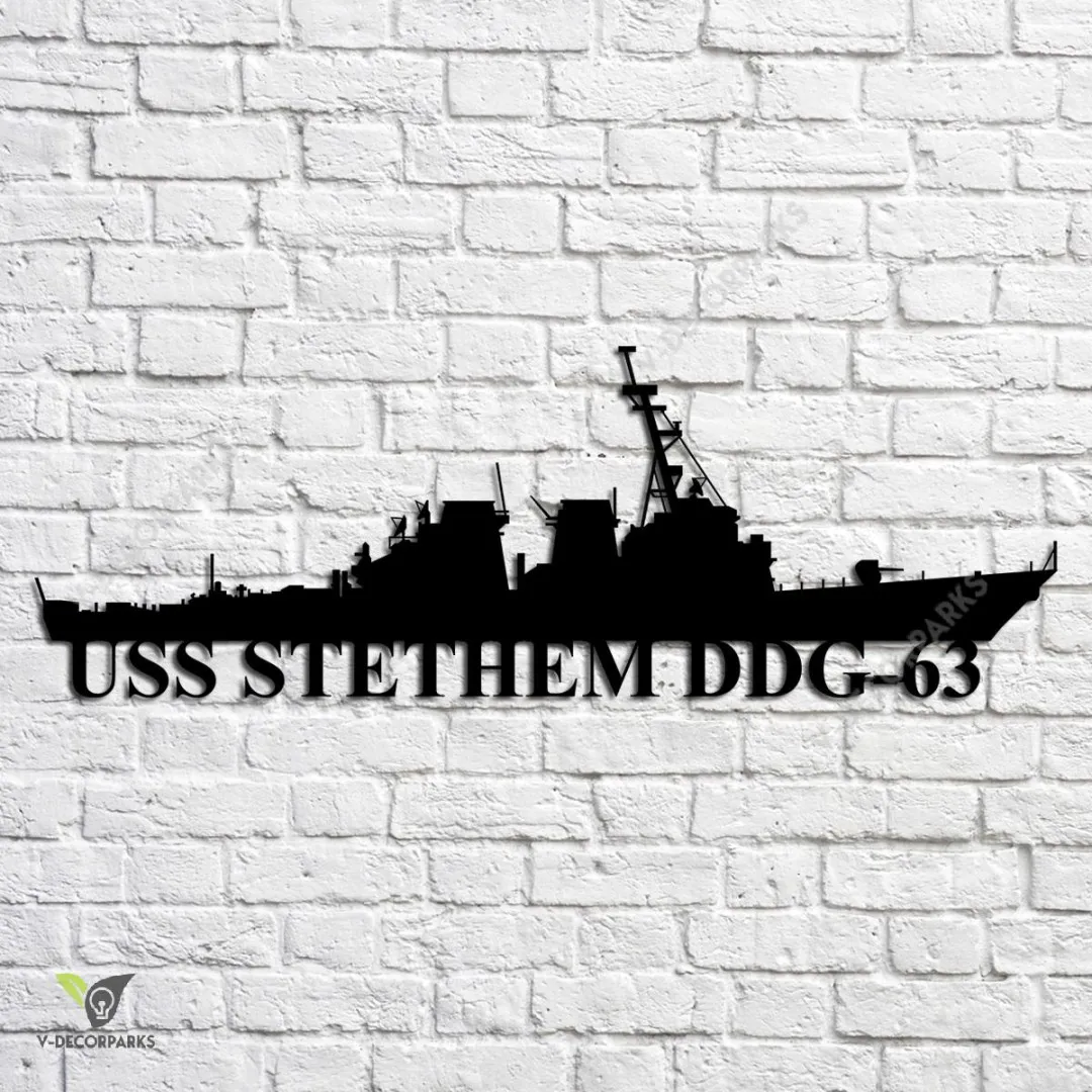 USS-Stethem-DDG-63_metalmu.webp Uss Stethem Ddg-63 Navy Ship Metal Art, Navy Ships Silhouette Metal Gift For Navy Veteran, Custom Us Navy Ship Metal Sign