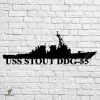Uss Stout Ddg-55 Navy Ship Metal Art, Navy Ships Silhouette Metal Gift For Navy Veteran, Custom Us Navy Ship Metal Sign
