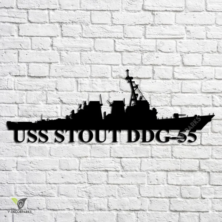 Uss Stout Ddg-55 Navy Ship Metal Art, Navy Ships Silhouette Metal Gift For Navy Veteran, Custom Us Navy Ship Metal Sign