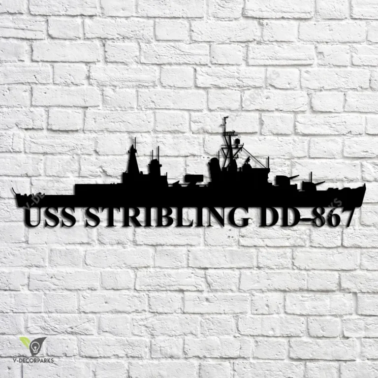 Uss Stribling Dd-867 Navy Ship Metal Art, Navy Ships Silhouette Metal Gift For Navy Veteran, Custom Us Navy Ship Metal Sign