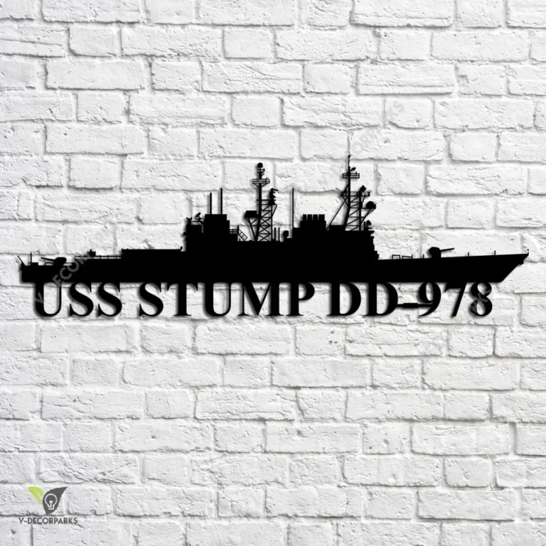 Uss Stump Dd-978 Navy Ship Metal Art, Navy Ships Silhouette Metal Gift For Navy Veteran, Custom Us Navy Ship Metal Sign