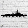 Uss Sullivans Dd-537 Navy Ship Metal Art, Navy Ships Silhouette Metal Gift For Navy Veteran, Custom Us Navy Ship Metal Sign