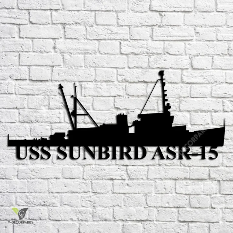 Uss Sunbird Asr 15 Navy Ship Metal Art, Navy Ships Silhouette Metal Gift For Navy Veteran, Custom Us Navy Ship Metal Sign