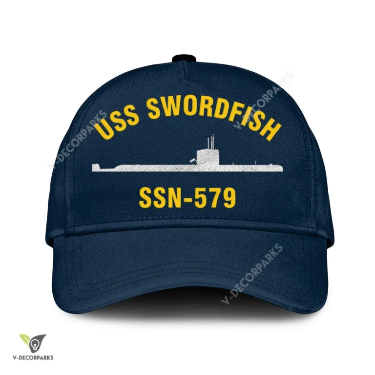 Uss Swordfish Ssn-579 Classic Baseball Cap Gift For Navy Veteran, Custom Print/embroidered Us Navy Ships Classic Cap