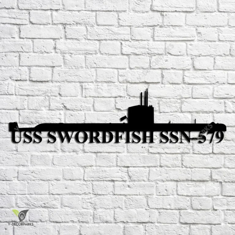 Uss Swordfish Ssn-579 Navy Ship Metal Art, Navy Ships Silhouette Metal Gift For Navy Veteran, Custom Us Navy Ship Metal Sign