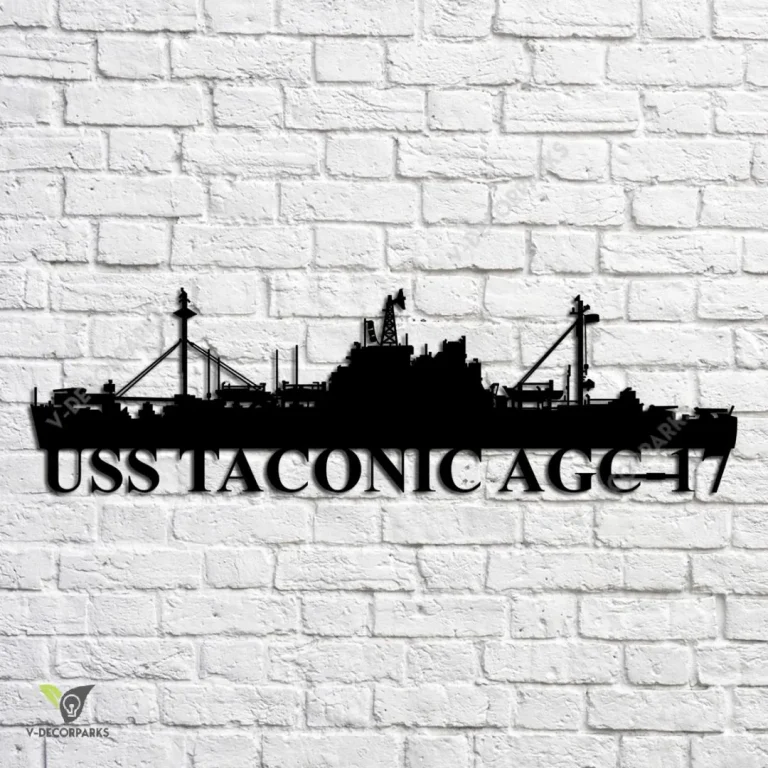 Uss Taconic Agc-17 Navy Ship Metal Art, Navy Ships Silhouette Metal Gift For Navy Veteran, Custom Us Navy Ship Metal Sign