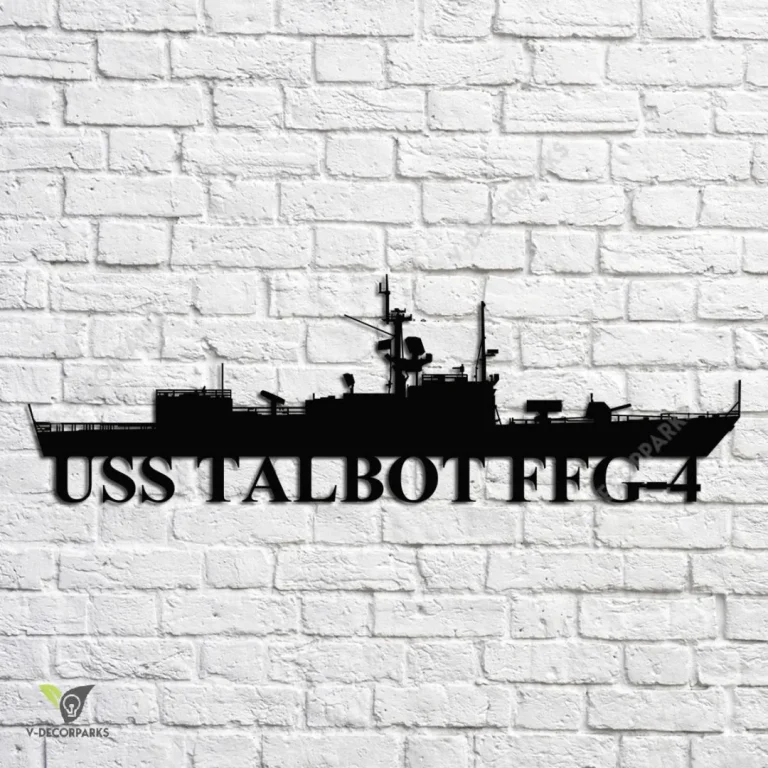 Uss Talbot Ffg-4 Navy Ship Metal Art, Navy Ships Silhouette Metal Gift For Navy Veteran, Custom Us Navy Ship Metal Sign