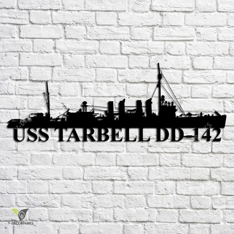 Uss Tarbell Dd-142 Navy Ship Metal Art, Navy Ships Silhouette Metal Gift For Navy Veteran, Custom Us Navy Ship Metal Sign