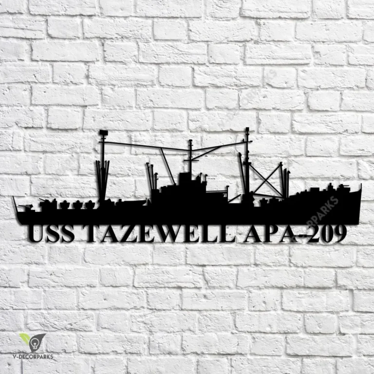 Uss Tazewell Apa-209 Navy Ship Metal Art, Navy Ships Silhouette Metal Gift For Navy Veteran, Custom Us Navy Ship Metal Sign