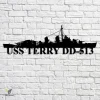 Uss Terry Dd-513 Navy Ship Metal Art, Navy Ships Silhouette Metal Gift For Navy Veteran, Custom Us Navy Ship Metal Sign