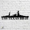 Uss Texas Bb-35 Navy Ship Metal Art, Navy Ships Silhouette Metal Gift For Navy Veteran, Custom Us Navy Ship Metal Sign