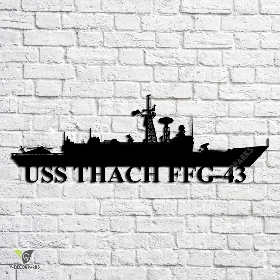 USS-Thach-FFG-43_metalmu.webp Uss Thach Ffg 43 Navy Ship Metal Art, Navy Ships Silhouette Metal Gift For Navy Veteran, Custom Us Navy Ship Metal Sign