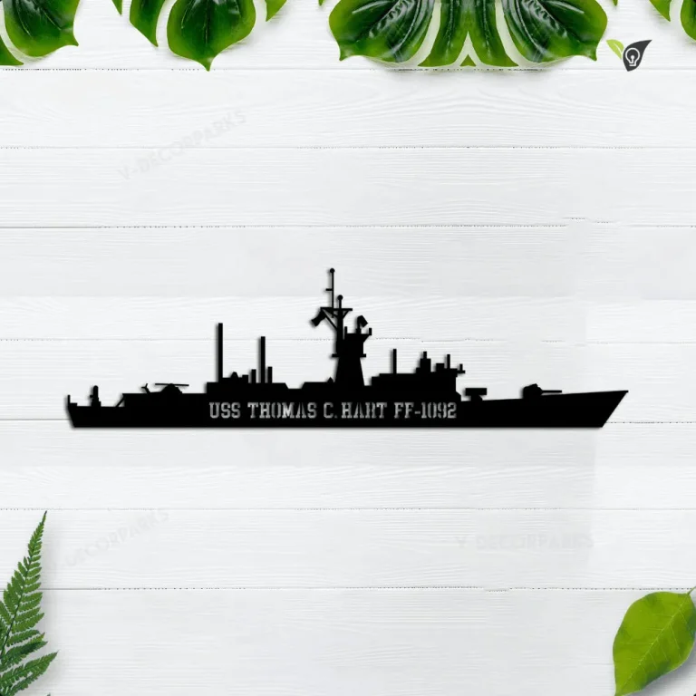 Personalized Uss Thomas C.hart Ff-1092 Metal Wall Art, Custom Us Navy Ships Metal Sign, Metal Veteran Decor, Navy Gift, Decor Decoration