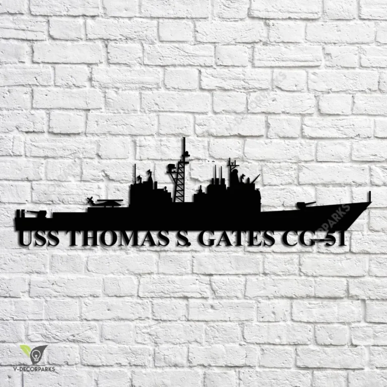 Uss Thomas S. Gates Cg-51 Navy Ship Metal Art, Navy Ships Silhouette Metal Gift For Navy Veteran, Custom Us Navy Ship Metal Sign