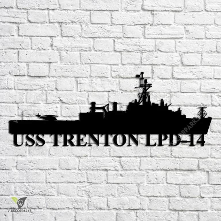 Uss Trenton Lpd-14 Navy Ship Metal Art, Navy Ships Silhouette Metal Gift For Navy Veteran, Custom Us Navy Ship Metal Sign