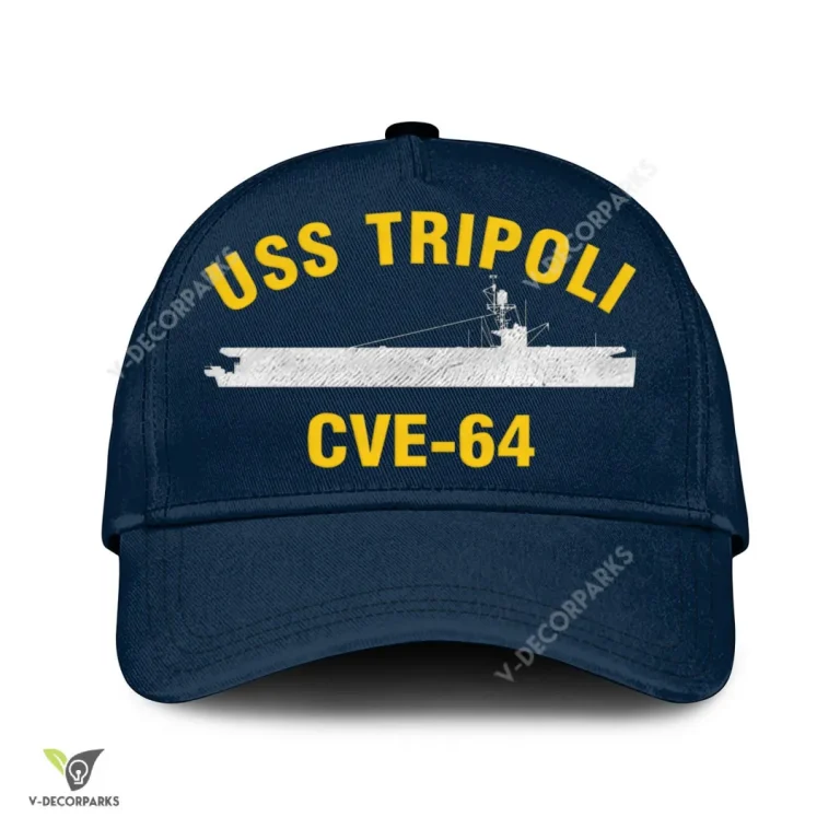 Uss Tripoli Cve-64 Classic Baseball Cap Gift For Navy Veteran, Custom Print/embroidered Us Navy Ships Classic Cap