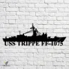 Uss Trippe Ff-1075 Navy Ship Metal Art, Navy Ships Silhouette Metal Gift For Navy Veteran, Custom Us Navy Ship Metal Sign