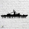 Uss Truett Ff-1095 Navy Ship Metal Art, Navy Ships Silhouette Metal Gift For Navy Veteran, Custom Us Navy Ship Metal Sign