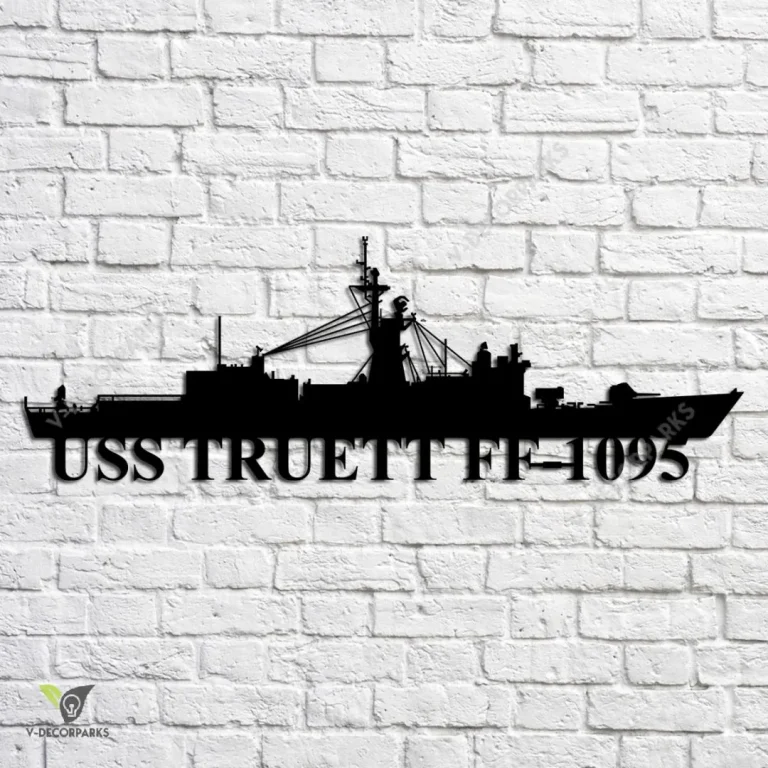 Uss Truett Ff-1095 Navy Ship Metal Art, Navy Ships Silhouette Metal Gift For Navy Veteran, Custom Us Navy Ship Metal Sign