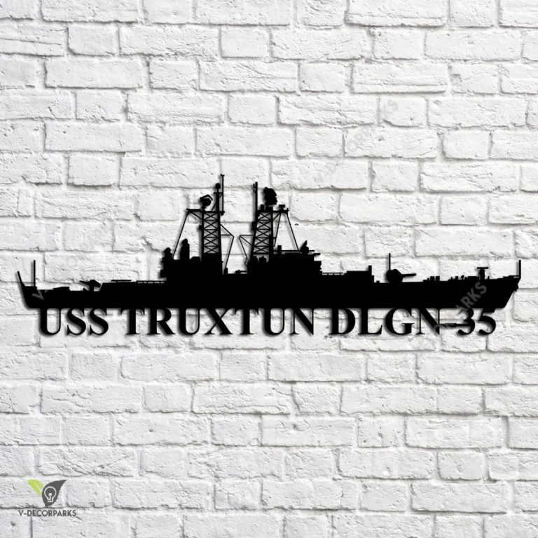 Uss Truxtun Dlgn-35 Navy Ship Metal Art, Navy Ships Silhouette Metal Gift For Navy Veteran, Custom Us Navy Ship Metal Sign