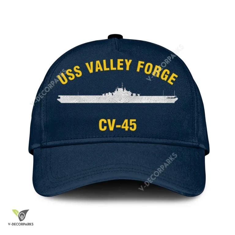 Uss Valley Forge Cv-45 Classic Baseball Cap Gift For Navy Veteran, Custom Print/embroidered Us Navy Ships Classic Cap