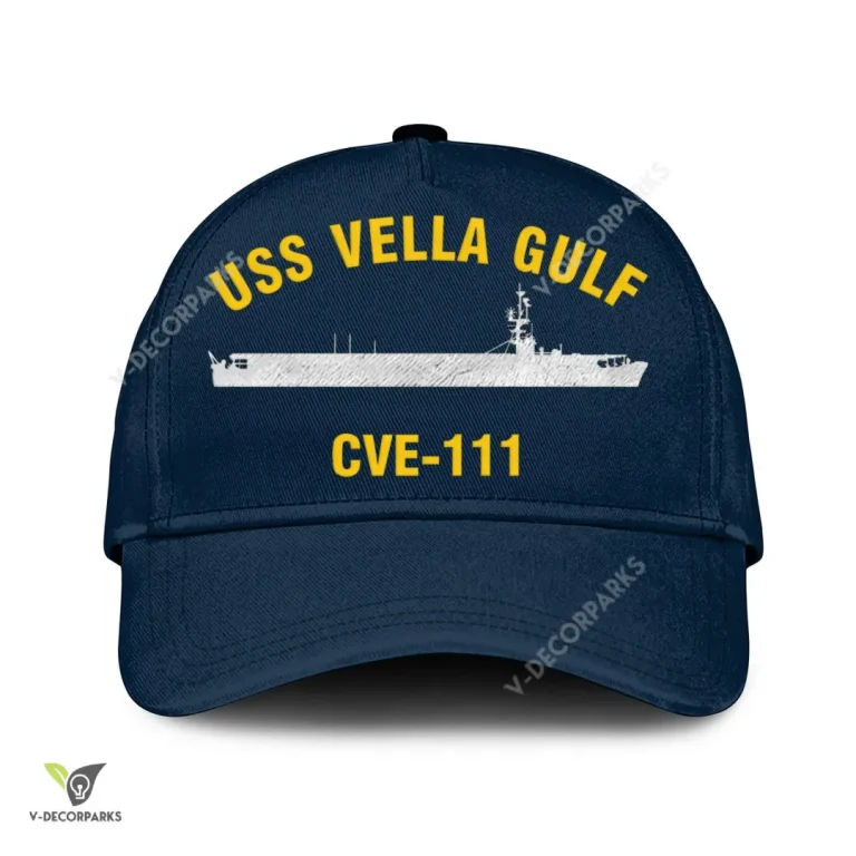 Uss Vella Gulf Cve-111 Classic Baseball Cap Gift For Navy Veteran, Custom Print/embroidered Us Navy Ships Classic Cap