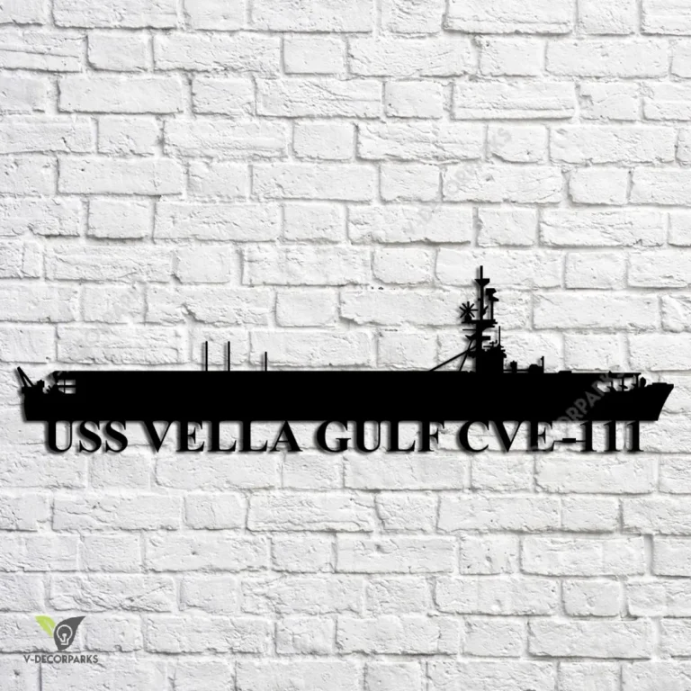 Uss Vella Gulf Cve-111 Navy Ship Metal Art, Navy Ships Silhouette Metal Gift For Navy Veteran, Custom Us Navy Ship Metal Sign