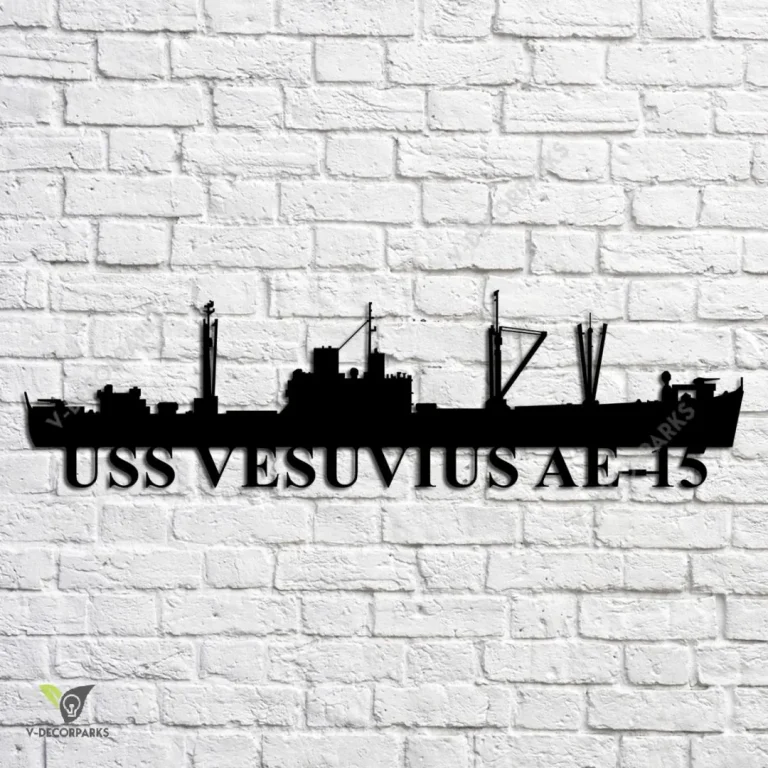 Uss Vesuvius Ae 15 Navy Ship Metal Art, Navy Ships Silhouette Metal Gift For Navy Veteran, Custom Us Navy Ship Metal Sign