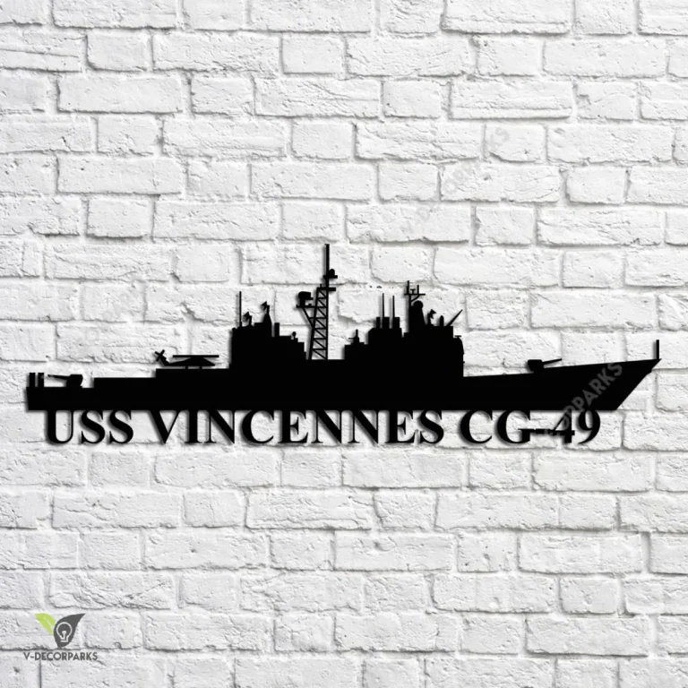 Uss Vincennes Cg-49 Navy Ship Metal Art, Navy Ships Silhouette Metal Gift For Navy Veteran, Custom Us Navy Ship Metal Sign