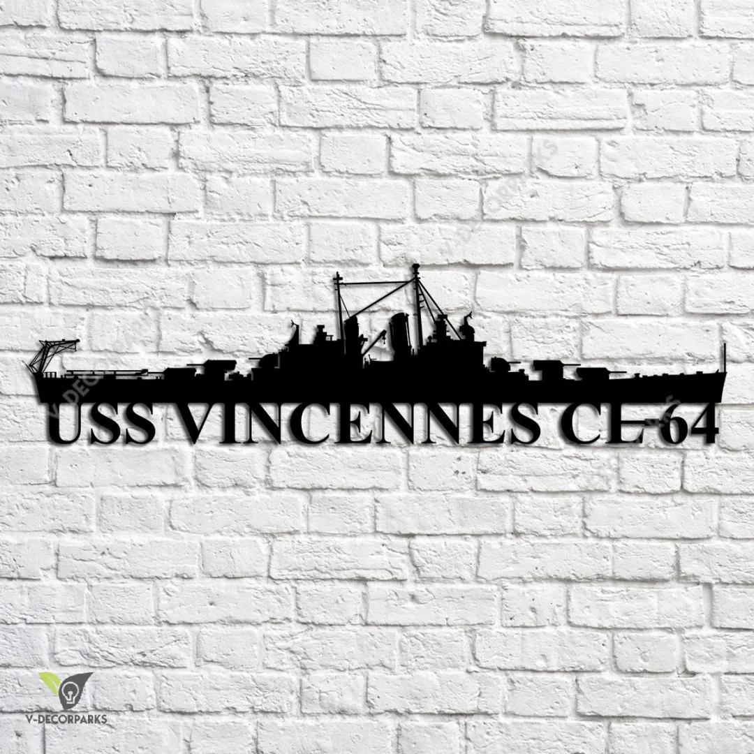 USS-Vincennes-CL64_metalmu.webp Uss Vincennes Cl64 Navy Ship Metal Art, Navy Ships Silhouette Metal Gift For Navy Veteran, Custom Us Navy Ship Metal Sign