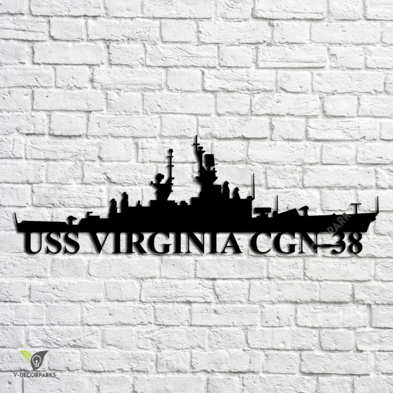 Uss Virginia Cgn-38 Navy Ship Metal Art, Navy Ships Silhouette Metal Gift For Navy Veteran, Custom Us Navy Ship Metal Sign