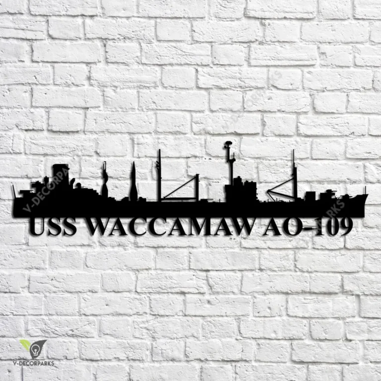 Uss Waccamaw Ao-109 Navy Ship Metal Art, Navy Ships Silhouette Metal Gift For Navy Veteran, Custom Us Navy Ship Metal Sign