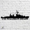 Uss Waldron Dd-699 Navy Ship Metal Art, Navy Ships Silhouette Metal Gift For Navy Veteran, Custom Us Navy Ship Metal Sign