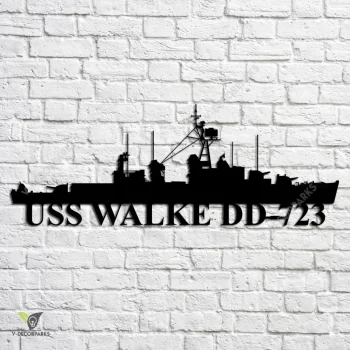 Uss Walke Dd-723 Navy Ship Metal Art, Navy Ships Silhouette Metal Gift For Navy Veteran, Custom Us Navy Ship Metal Sign