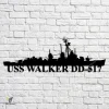 Uss Walker Dd-517 Navy Ship Metal Art, Navy Ships Silhouette Metal Gift For Navy Veteran, Custom Us Navy Ship Metal Sign