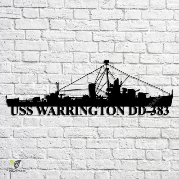 Uss Warrington Dd-383 Navy Ship Metal Art, Navy Ships Silhouette Metal Gift For Navy Veteran, Custom Us Navy Ship Metal Sign