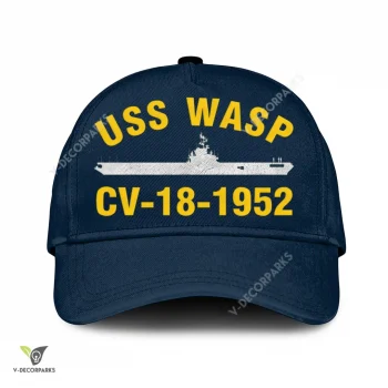 Uss Wasp Cv-18-1952 Classic Baseball Cap Gift For Navy Veteran, Custom Print/embroidered Us Navy Ships Classic Cap