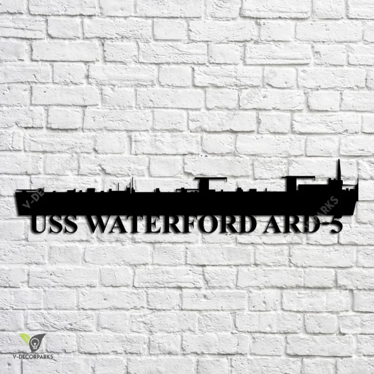 Uss Waterford Ard-5 Navy Ship Metal Art, Navy Ships Silhouette Metal Gift For Navy Veteran, Custom Us Navy Ship Metal Sign