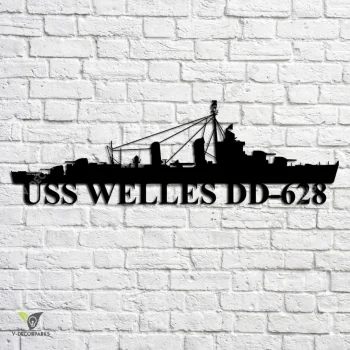 Uss Welles Dd-628 Navy Ship Metal Art, Navy Ships Silhouette Metal Gift For Navy Veteran, Custom Us Navy Ship Metal Sign